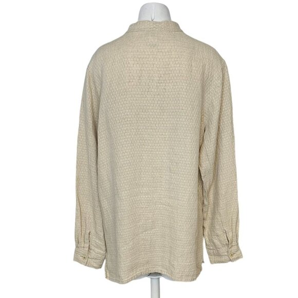 Eileen Fisher 100% Linen Long Sleeve Button Front Shirt Size Medium Petite - Picture 2 of 7